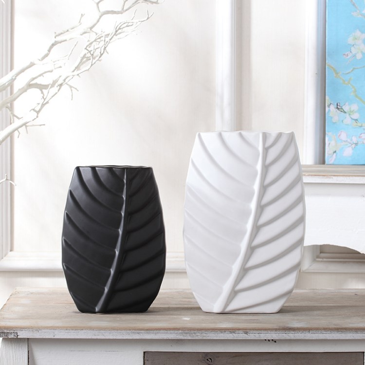 簡約創(chuàng)意喬遷新居陶瓷工藝品客廳家居裝飾品樹葉樣板房擺件批發(fā)