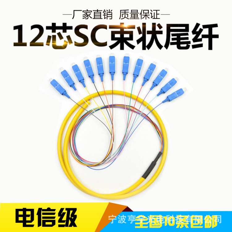 電信級(jí) FC大圓頭12芯12色單模ODF熔接盤(pán)束狀光纖跳線延長(zhǎng)尾纖尾纜