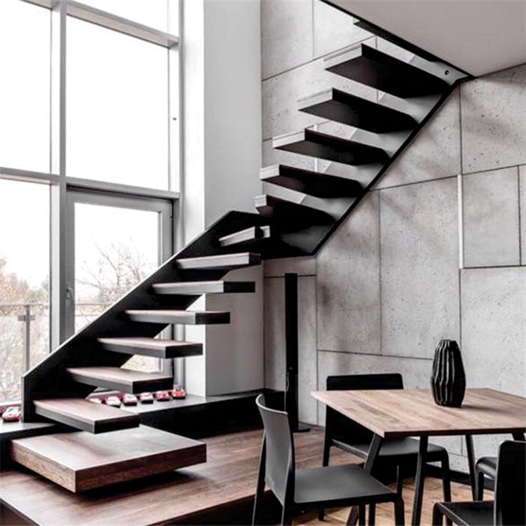 樓梯廠家定制意大利藝術懸梯辦公樓實木踏步漂浮樓梯