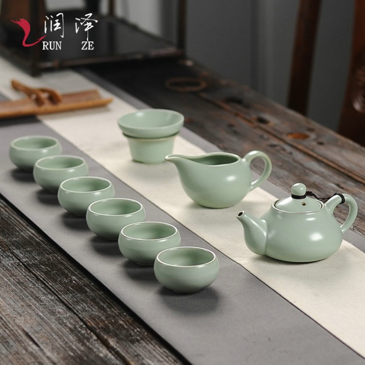 可養(yǎng)哥窯汝窯茶具套裝整套功夫旅行茶具陶瓷茶壺商務(wù)禮品定制LOGO