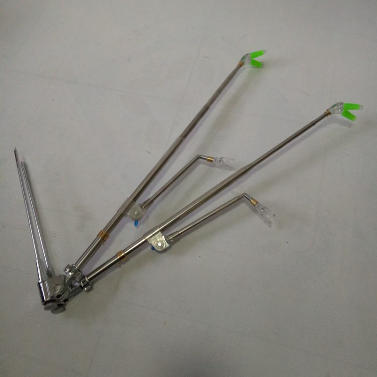 兩用臺釣架桿竿架地插可伸縮加固防旋轉帶槽螺母雙炮臺不銹鋼支架