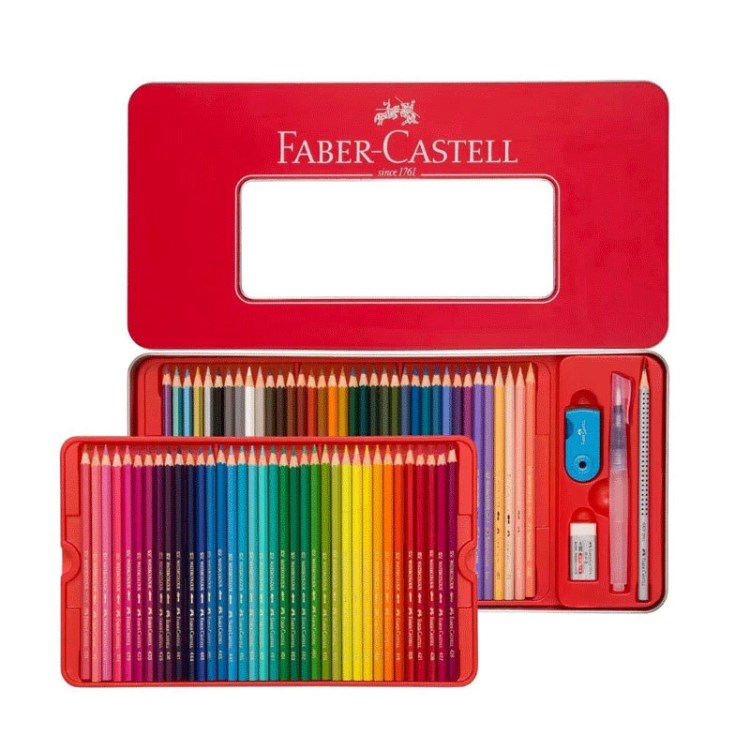 德國Faber-Castell輝柏嘉72色水溶彩鉛 48色水溶性彩色鉛筆紅鐵盒