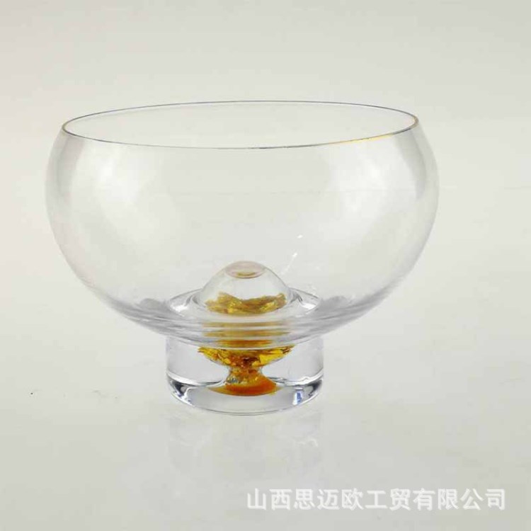 金箔底部藏金杯透明水晶玻璃茶杯耐熱品茗杯茶碗功夫茶杯可定制