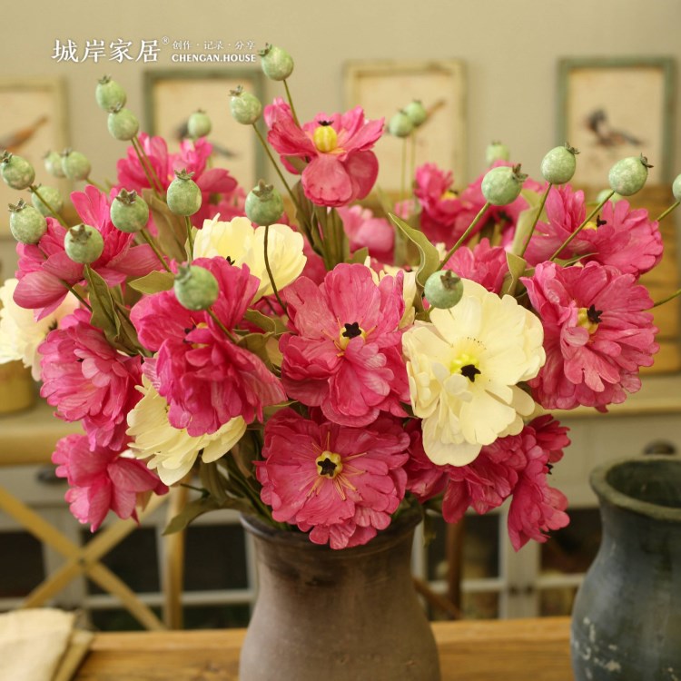 【城岸】PE大芍药 仿真花假花塑料花装饰花家居装饰插花