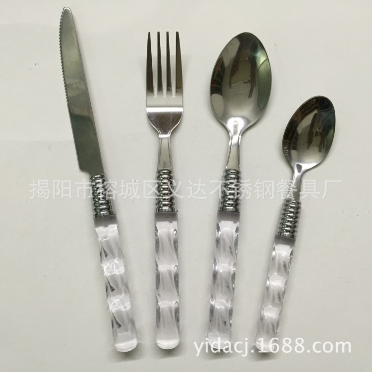 廠家直銷不銹鋼塑料柄餐具 西餐套裝餐具刀叉勺系列