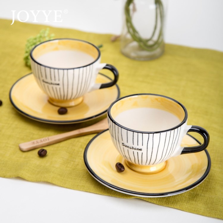 joyye 歐式簡約田園下午咖啡杯 時尚家用陶瓷茶杯 英式茶具
