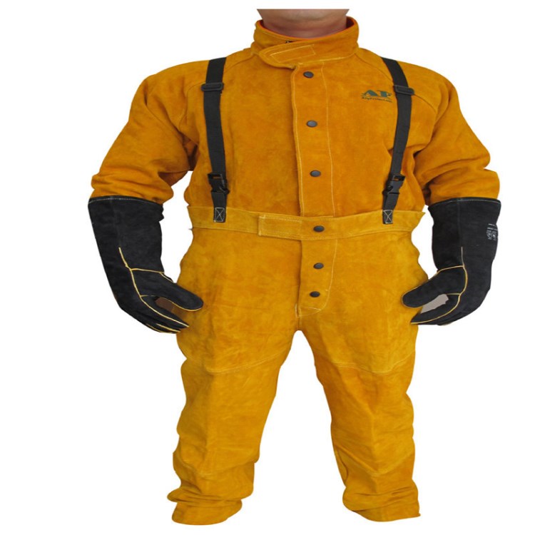 金黃全皮工作褲 友盟AP-2230焊褲批發/電焊防護用品廠商