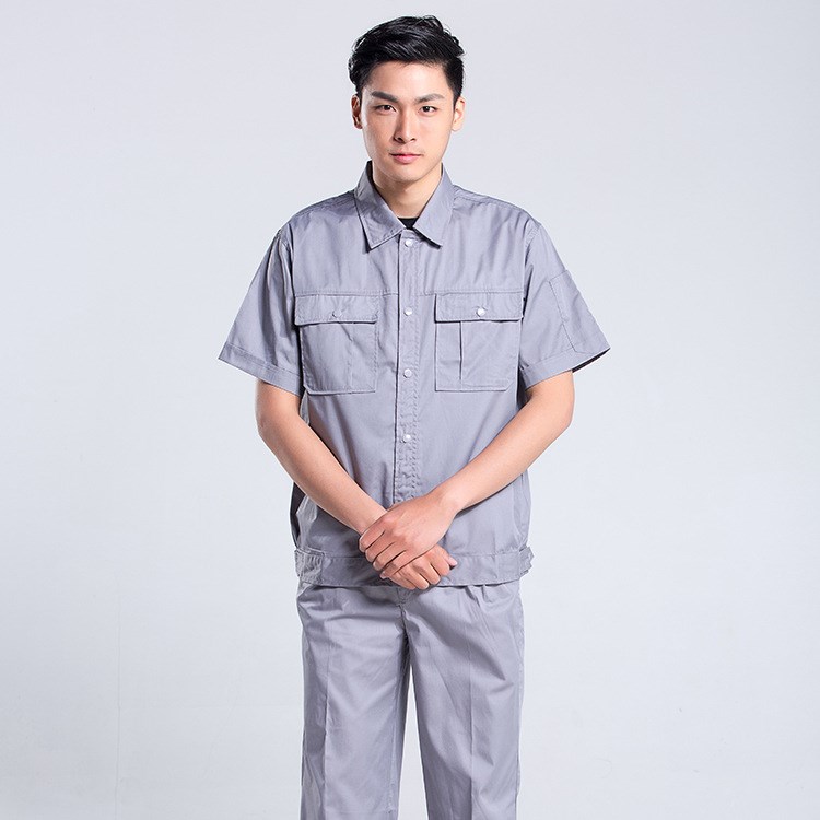 夏季短袖勞保工作服裝 短袖汽修服 男式工程服工裝廠服定做