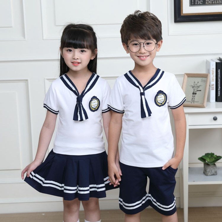 新款夏季幼儿园园服套装2018儿童海军风班服六一表演服小学生校服