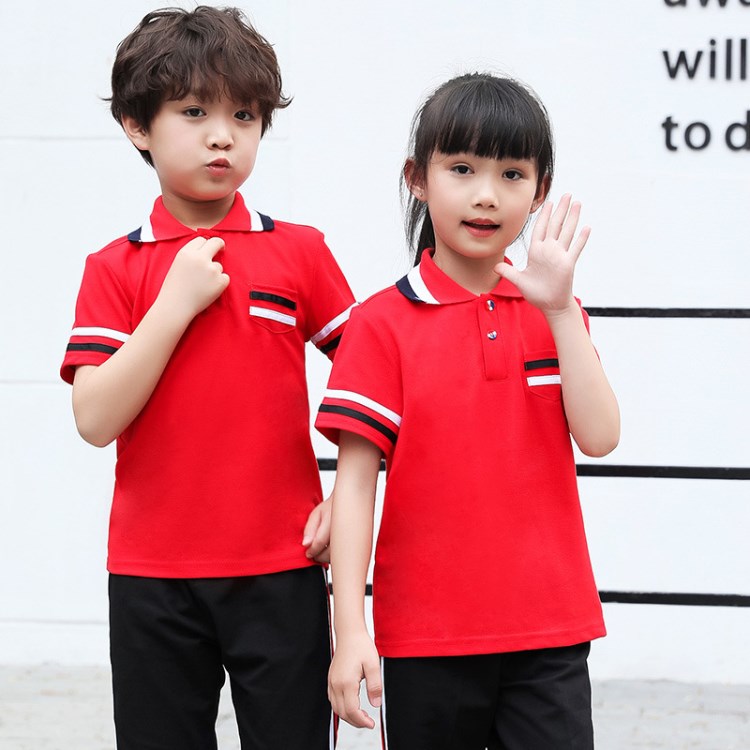 新款小學(xué)校服 小學(xué)生班服套裝幼兒園園服夏季短袖休閑童裝可定制