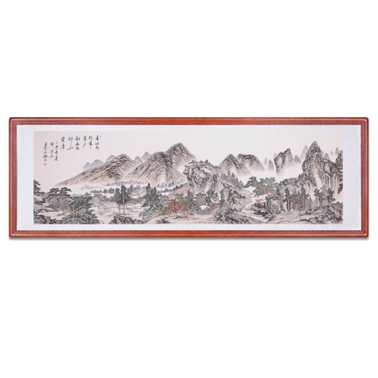 三林堂木藝客廳山水國(guó)畫手繪真跡中式沙發(fā)背景墻裝飾畫中式有框掛