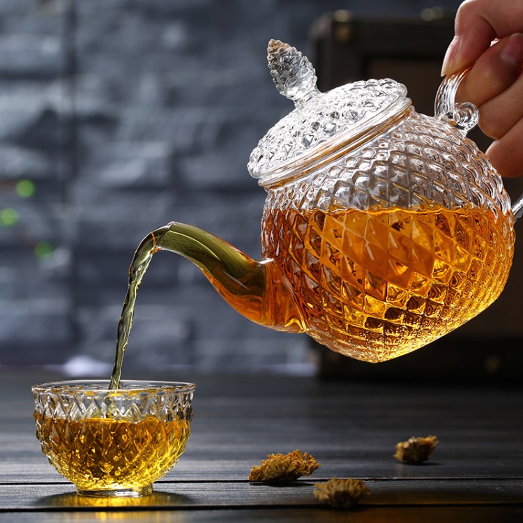 加厚花茶壺耐熱玻璃手工透明過濾泡茶壺水晶葵花壺玻璃6人壺