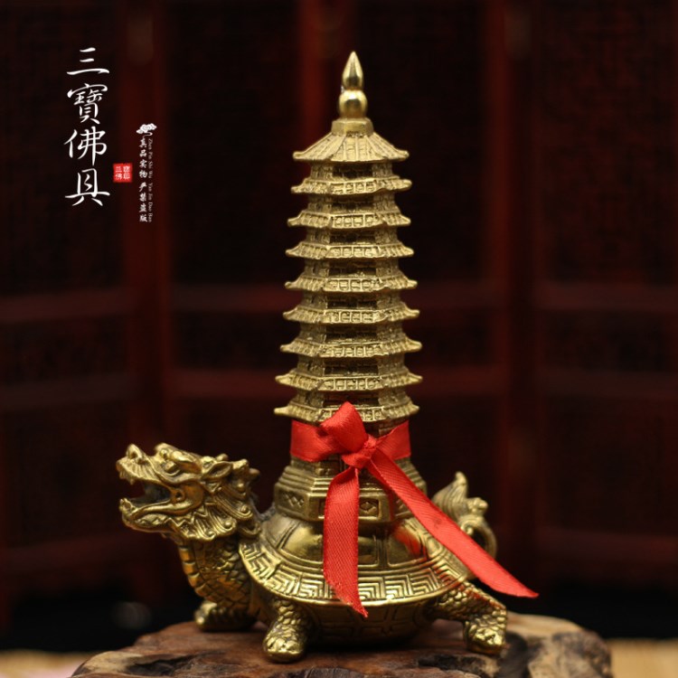 佛教風(fēng)水用品 銅9層九層龍龜文昌塔擺件 招財(cái)鎮(zhèn)宅 助學(xué)業(yè)事業(yè)