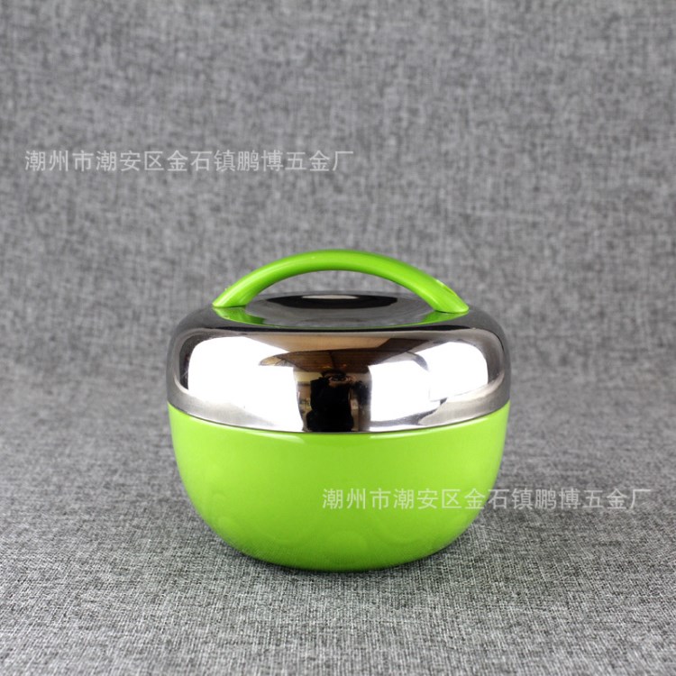 不銹鋼蘋果飯盒 雙層保溫學生飯盒便當盒 彩色便攜式飯盒快餐盒