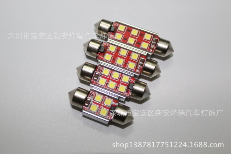 解碼12-24V3030雙尖燈6燈車頂燈外貿(mào)恒流貨車汽車室內(nèi)LED閱讀燈泡