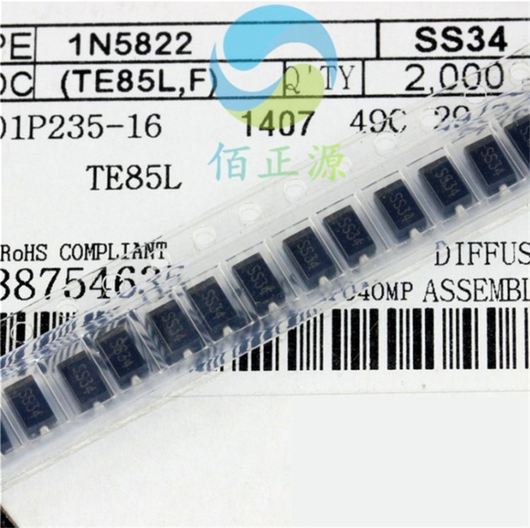 貼片肖特基二極管SS34 1N5822 SMA大電流3A/40V現貨工廠自產自銷