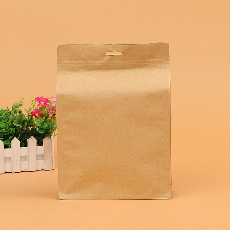 現(xiàn)貨直銷 通用八邊封食品包裝袋 牛皮紙自立拉鏈袋 批發(fā)可定制