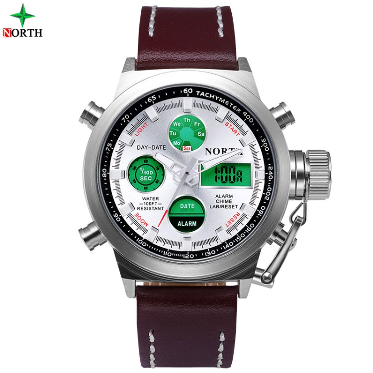 跨境貨源多功能LED雙顯防水運動手表 爆款批發合金腕表男士手表