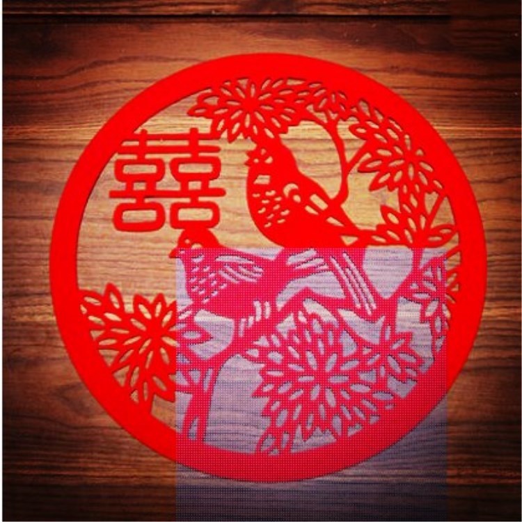 結(jié)婚喜字貼窗花婚慶婚房裝飾結(jié)婚喜字門貼毛氈雙喜毛氈布
