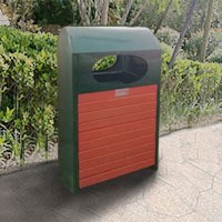 青島果皮箱廠家直銷單筒垃圾桶戶外鍍鋅板木條超大投放口垃圾桶