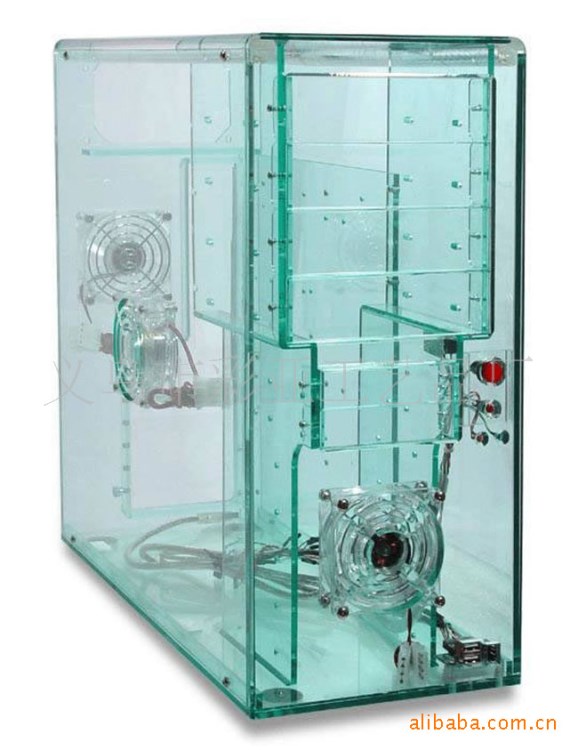 亞克力電腦收納箱  半透明電腦機(jī)箱綠色展示架 亞克力機(jī)箱 電腦