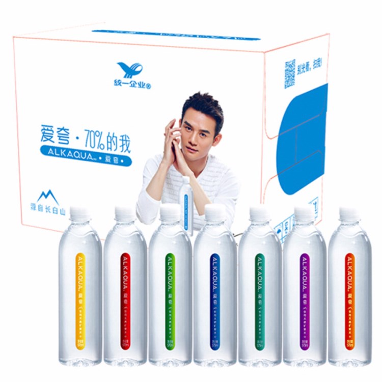 批發統一愛夸ALKAQUA天然飲用礦泉水570ml*15瓶整箱裝長白山