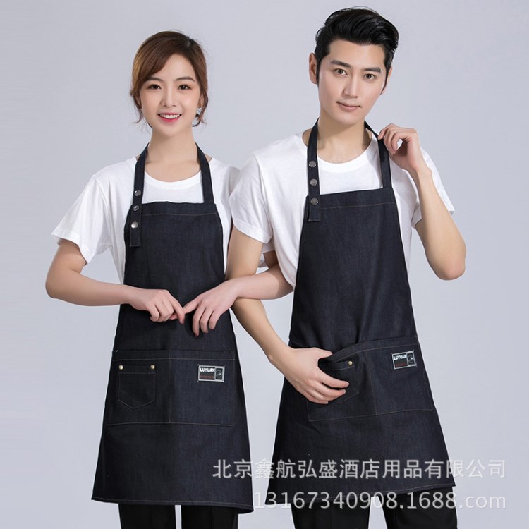 帆布圍裙定制LOGG飯店酒店快餐西餐廳蛋糕店烘焙服務員工作服