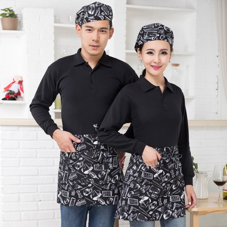 新穎鼎恒工作服圍裙西餐廳服務(wù)員圍裙餐飲圍腰廚房咖啡店快餐圍裙