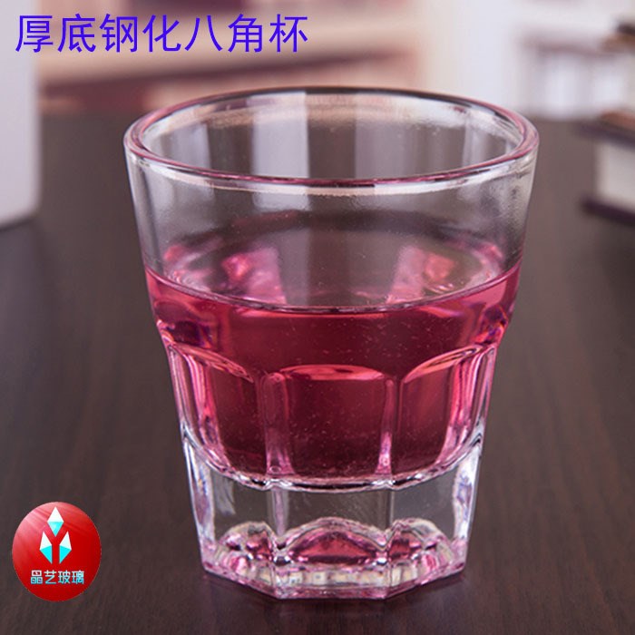 廠家厚底八角杯 創(chuàng)意禮品  KTV酒吧專用杯子 鋼化玻璃杯