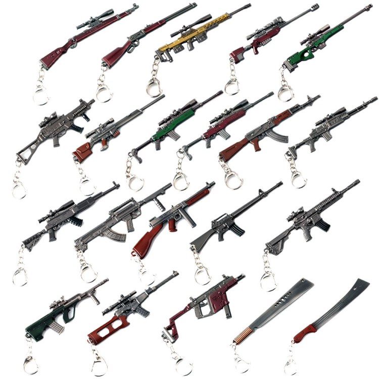 游戲周邊絕地求生 吃雞武器模型21款槍模pubg鑰匙扣掛件熱賣批發(fā)