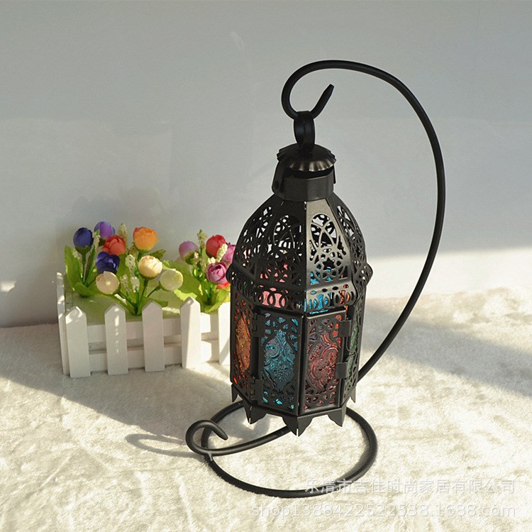吉佳直銷 摩洛哥鐵藝彩色燭臺吊燈 蠟燭容器 情人節氣氛布置擺件