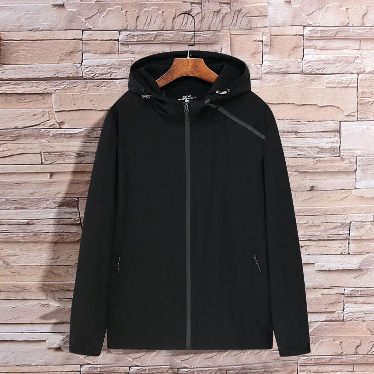 18年春季新款男士加肥加大碼外套男青年胖子寬松休閑連帽風衣夾克