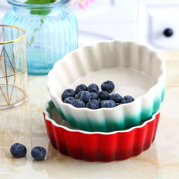 日韓風格色釉漸變陶瓷烘焙餐具餐盤點心盤蛋糕盤水果盤家用定制