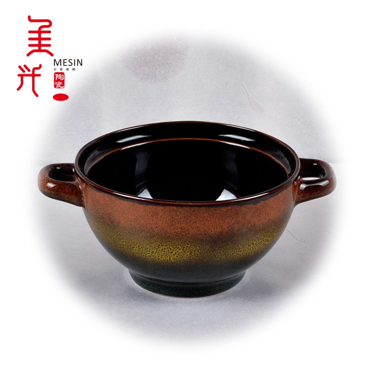 色釉湯杯 陶瓷雙耳湯杯 敞口舒適杯 現(xiàn)代家居陶瓷用品 創(chuàng)意新品