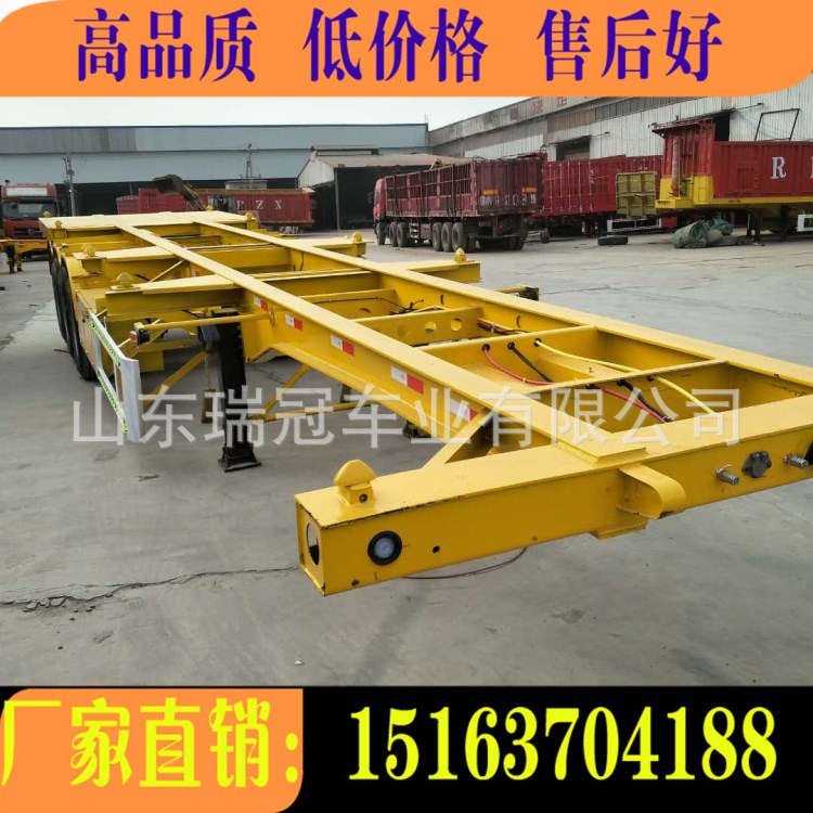 骨架式半掛車 集裝箱后翻半掛車 出口40英尺集裝箱骨架半掛車資質