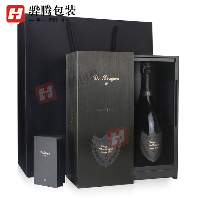 工廠定制紅酒包裝紙盒 黑色高端精美香檳洋酒禮品盒 抽屜式酒盒子