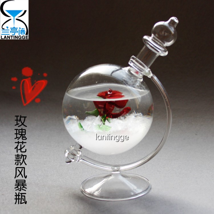 創(chuàng)意情人節(jié)禮物玫瑰花款風(fēng)暴瓶新品朋友生日禮品廠家直銷玻璃工藝