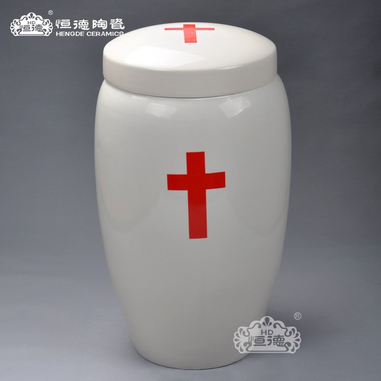 【恒德陶瓷】 十字架骨灰壇 骨灰盅