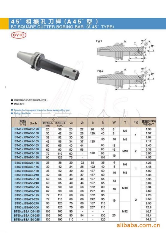 正河源SYIC BT40-BSA 45度粗搪孔刀桿