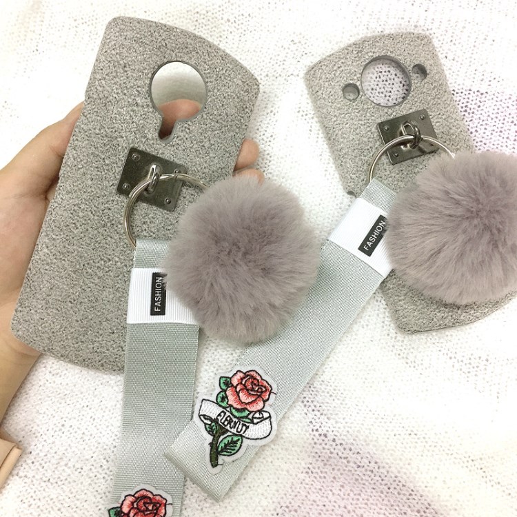 新款玫瑰手帶毛球T8美圖M8手機殼毛絨底殼M6S超纖M4灰色V4