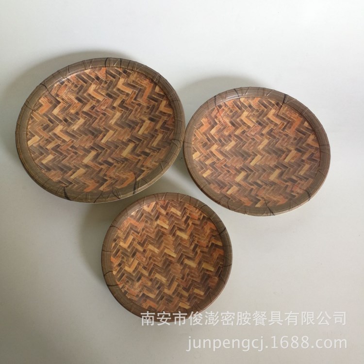 密胺仿瓷創意早餐主編圓盤火鍋店仿瓷菜盤A5美耐皿餐具圓盤