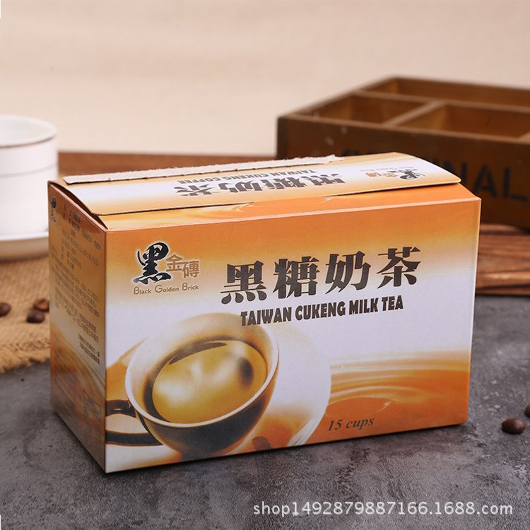 批發(fā)臺灣奶茶 黑金磚黑糖奶茶 速溶 盒裝 15小袋