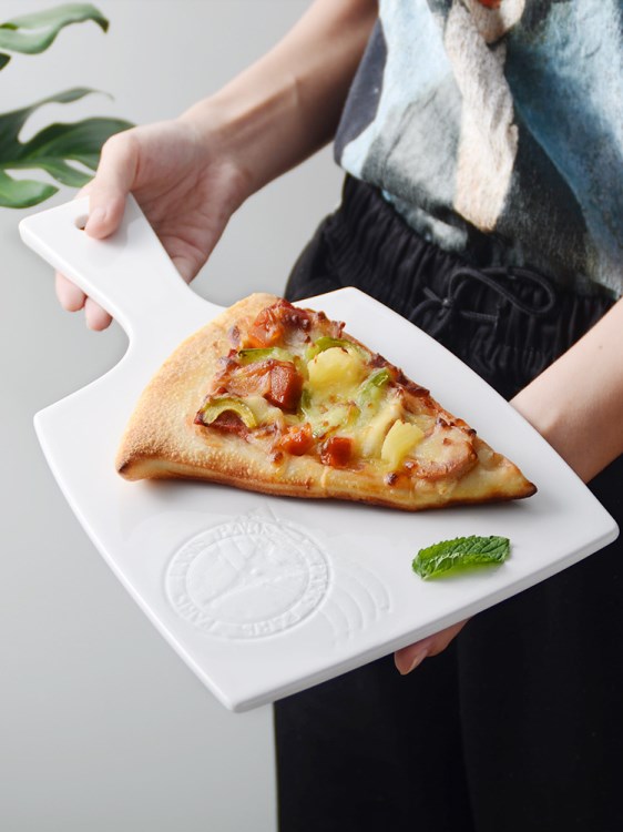 白陶瓷披薩托盤烘焙面包板水果點心蛋糕盤平盤早餐盤擺盤烤盤