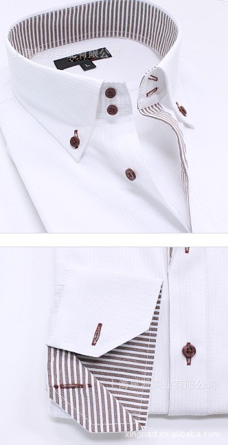 制作男款商務(wù)正裝長(zhǎng)袖襯衫定做 男式棉翻領(lǐng)襯衣定制訂做廠家