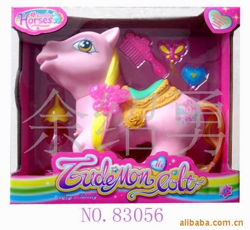 實用禮品獨角獸搪膠pony馬電動發聲卡通馬玩具女孩喜愛出口歐美