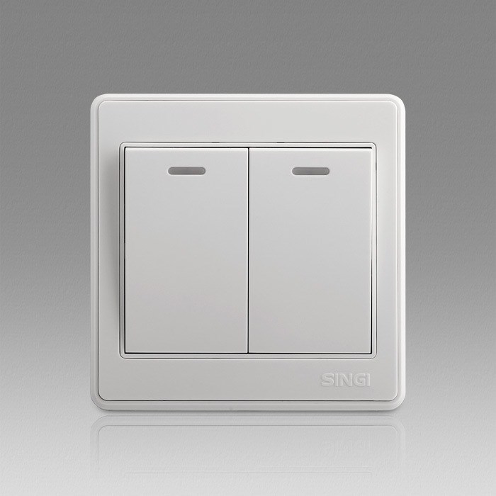 信基伟业 按钮开关 墙壁开关插座 双开单控开关 钢架结构w56c