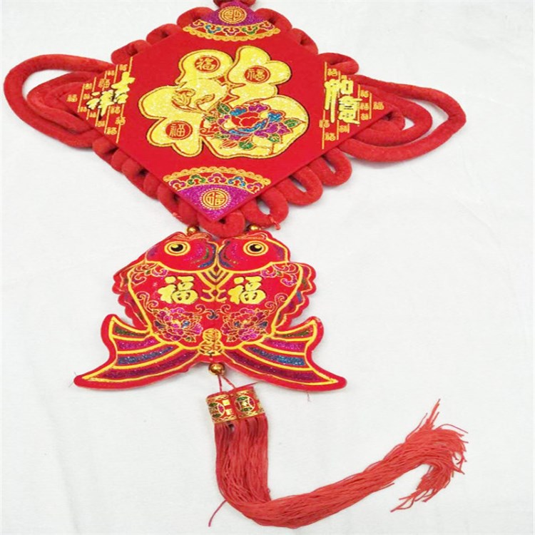 過年裝飾用品 大號(hào)福字 新年中國結(jié)魚掛件春節(jié)禮品板結(jié)廠家批發(fā)定