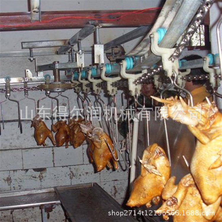 山東得爾潤懸掛式炸雞流水線 德州扒雞生產線 全雞油炸設備價格