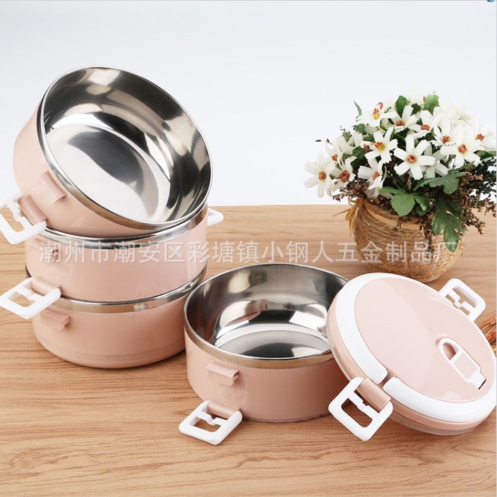 不銹鋼方扣飯盒保溫保鮮盒贈(zèng)品品定制LOGO學(xué)生飯盒不斷扣飯盒