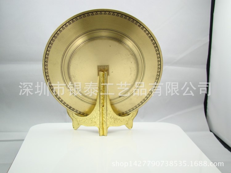 鍍金紀念盤定制批發 定制金屬紀念盤 配亞克力盒！